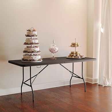 Flash Furniture 30"W x 72"L Bi-Fold Plastic Banquet and Event Folding Table with Carrying Handle