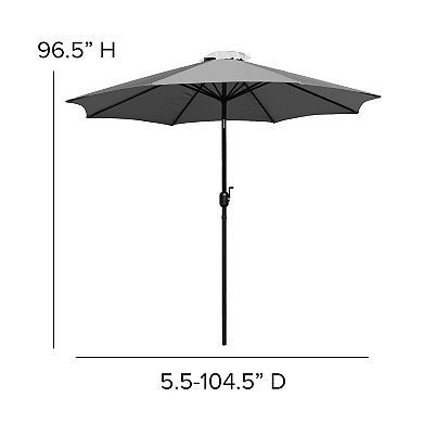 Flash Furniture 9 FT Round Umbrella - 1.5" Diameter Aluminum Pole - Crank and Tilt Function