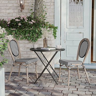 Flash Furniture 2 Pack All-Weather Commercial Paris Chairs with Metal Frames