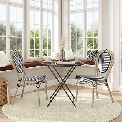 Flash Furniture 2 Pack All-Weather Commercial Paris Chairs with Metal Frames