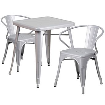 Flash Furniture 23.75'' Square Metal Indoor-Outdoor Table Set with 2 Arm Chairs