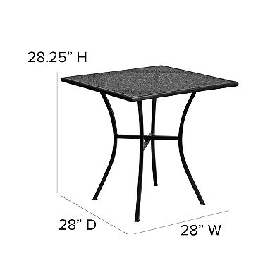 Flash Furniture Square Patio Table - Outdoor Steel Square Patio Table