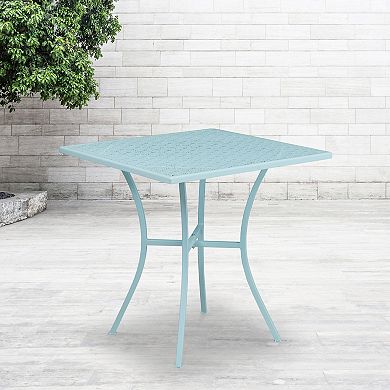 Flash Furniture Square Patio Table - Outdoor Steel Square Patio Table