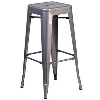 Flash Furniture 30" High Backless Clear Coated Metal Indoor Barstool with Square Seat
