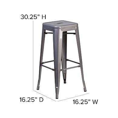 Flash Furniture 30" High Backless Clear Coated Metal Indoor Barstool with Square Seat