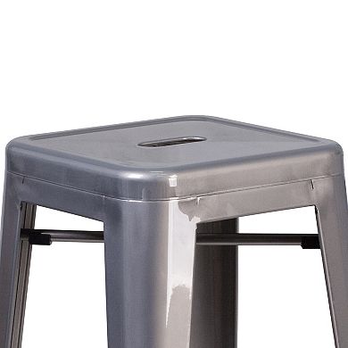 Flash Furniture 30" High Backless Clear Coated Metal Indoor Barstool with Square Seat