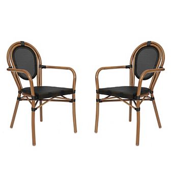 Flash Furniture 2 Pack All-Weather Commercial Paris Chairs with Arms and metal Frames