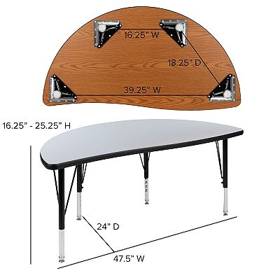 Flash Furniture 2 Piece 47.5" Circle Flexible Grey Kids Adjustable Activity Table Set