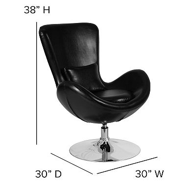 Flash Furniture LeatherSoft Swivel Side Reception Chair with Bowed Seat - Guest Seating