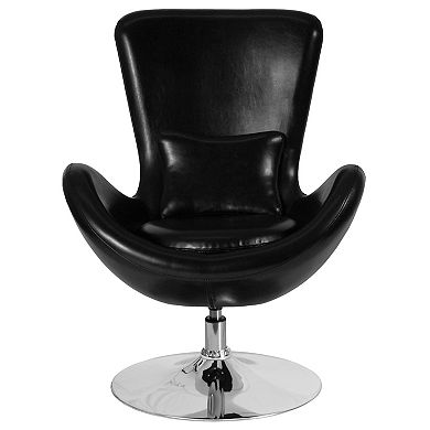 Flash Furniture LeatherSoft Swivel Side Reception Chair with Bowed Seat - Guest Seating
