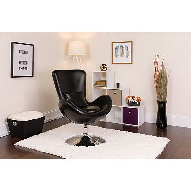Flash Furniture LeatherSoft Swivel Side Reception Chair with Bowed Seat - Guest Seating