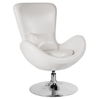 Flash Furniture LeatherSoft Swivel Side Reception Chair with Bowed Seat - Guest Seating