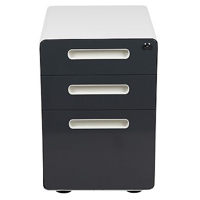 Flash Furniture Ergonomic 3-Drawer Mobile Locking Filing Cabinet Storage Organizer