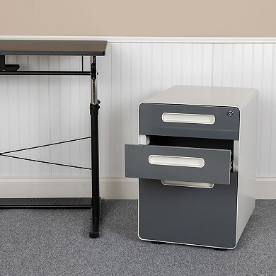 Flash Furniture Ergonomic 3-Drawer Mobile Locking Filing Cabinet Storage Organizer