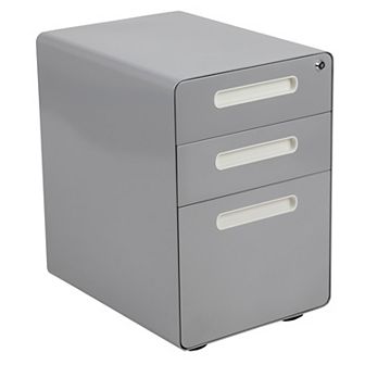Flash Furniture Ergonomic 3-Drawer Mobile Locking Filing Cabinet Storage Organizer