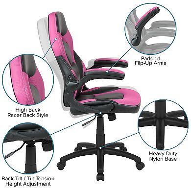 Flash Furniture Gaming Desk Bundle - Cup & Headphone Holders/Mouse Pad Top