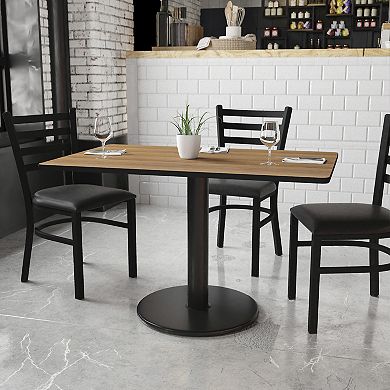 Flash Furniture 30'' x 48'' Rectangular Laminate Table Top with 24'' Round Table Height Base