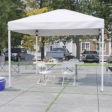 Flash Furniture 10' x 10' Pop Up Canopy, Folding Table and 4 Folding Chairs Bundle