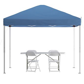 Flash Furniture 10' x 10' Pop Up Canopy, Folding Table and 4 Folding Chairs Bundle