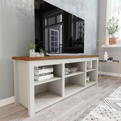 Flash Furniture TV Stand for up to 80" TVs with 6 Open Storage Compartments