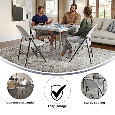Flash Furniture 2 PK 330 lb. Capacity Plastic Folding Chair with Charcoal Frame