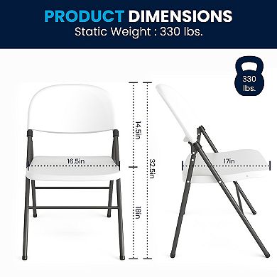 Flash Furniture 2 PK 330 lb. Capacity Plastic Folding Chair with Charcoal Frame