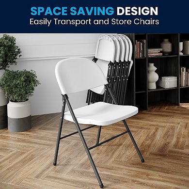 Flash Furniture 2 PK 330 lb. Capacity Plastic Folding Chair with Charcoal Frame