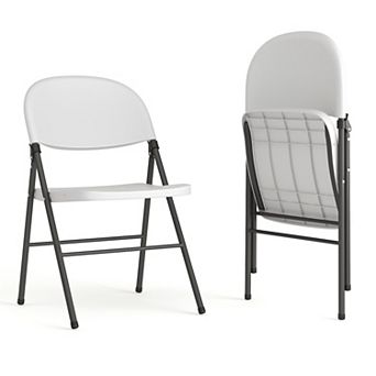 Flash Furniture 2 pk 330 lb. Capacity Plastic Folding Chair with Charcoal Frame