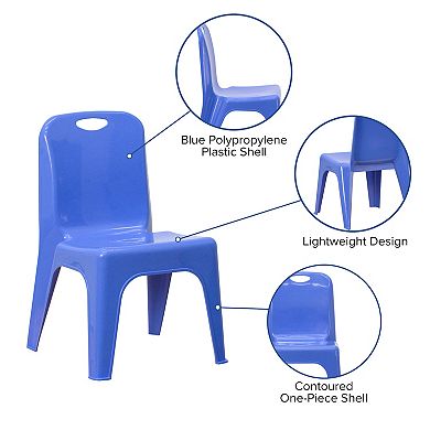 Flash Furniture 4 Pack Plastic Stack School Chair with Carrying Handle and 11" Seat Height