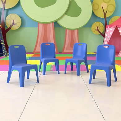 Flash Furniture 4 Pack Plastic Stack School Chair with Carrying Handle and 11" Seat Height