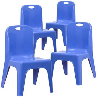Flash Furniture 4 Pack Plastic Stack School Chair with Carrying Handle and 11" Seat Height