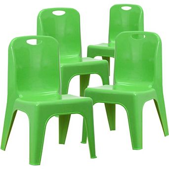 Flash Furniture 4 Pack Plastic Stack School Chair with Carrying Handle and 11" Seat Height