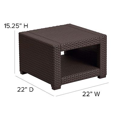 Flash Furniture Chocolate Brown Faux Rattan End Table - Outdoor Accent Table - Patio Table