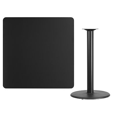 Flash Furniture 42'' Square Laminate Table Top with 24'' Round Bar Height Table Base