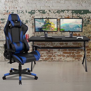Flash Furniture Gaming Desk Bundle - Cup/Headset Holder/Mouse Pad Top