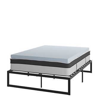 Flash Furniture Platform Bed Frame; Pocket Spring Mattress & Memory Foam Topper