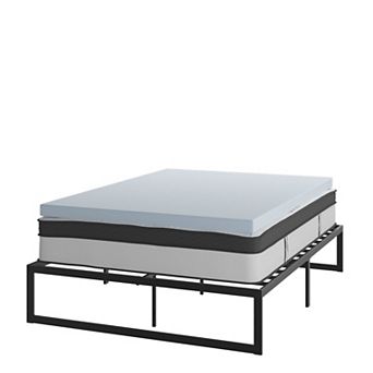 Flash Furniture Platform Bed Frame; Pocket Spring Mattress & Memory Foam Topper