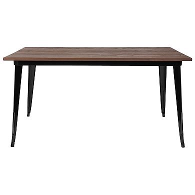 Flash Furniture 30.25" x 60" Rectangular Metal Indoor Table with Rustic Wood Top