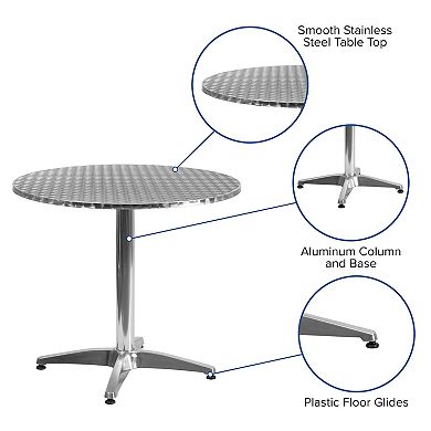 Flash Furniture 31.5" Round Aluminum Smooth Top Indoor-Outdoor Table with Base