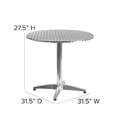 Flash Furniture 31.5" Round Aluminum Smooth Top Indoor-Outdoor Table with Base