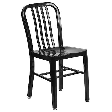Flash Furniture 30'' Round Metal Indoor-Outdoor Table Set with 2 Vertical Slat Back Chairs