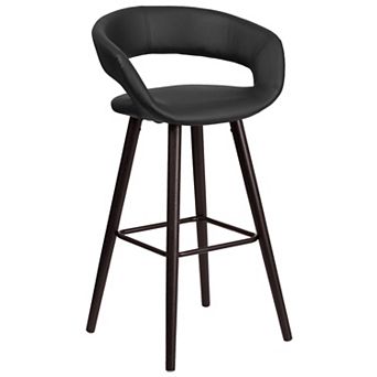 Flash Furniture 29'' High Contemporary Vinyl Rounded Back Barstool with Wood Frame