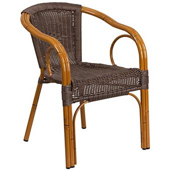 Flash Furniture Rattan Restaurant Patio Chair with Rattan-Aluminum Frame