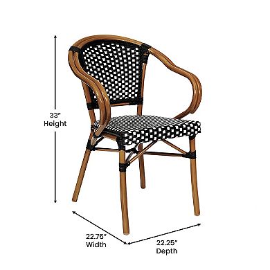 Flash Furniture All-Weather Commercial Paris Chair with Rattan Print Metal Frame