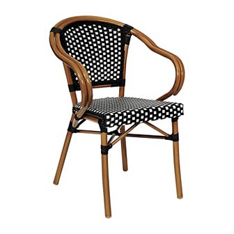 Flash Furniture All-Weather Commercial Paris Chair with Rattan Print Metal Frame