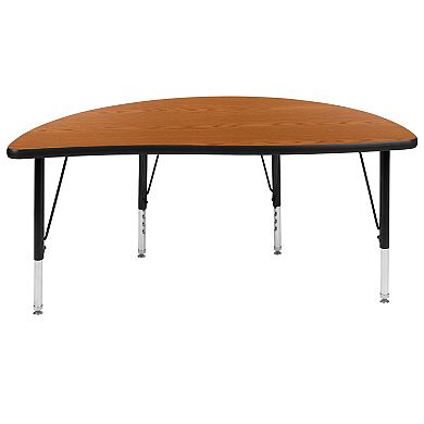 Flash Furniture 47.5" Half Circle Wave Collaborative Grey Kids Adjustable Height Activity Table