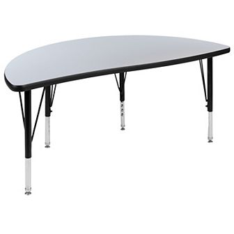 Flash Furniture 47.5" Half Circle Wave Collaborative Grey Kids Adjustable Height Activity Table