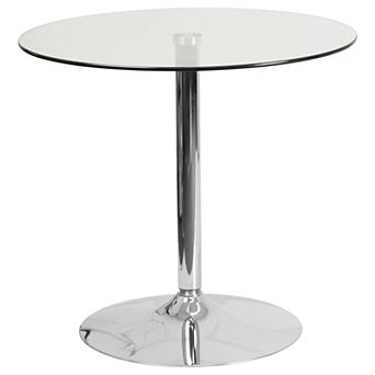 Flash Furniture 31.5" Round Glass Table with 29"H Chrome Base - Pedestal Table - Event Table