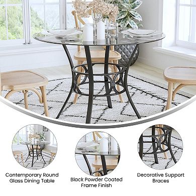 Flash Furniture 42'' Round Glass Dining Table with Crescent Style Metal Frame