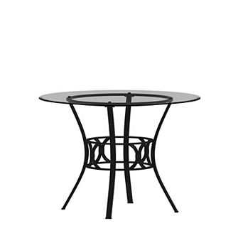 Flash Furniture 42'' Round Glass Dining Table with Crescent Style Metal Frame